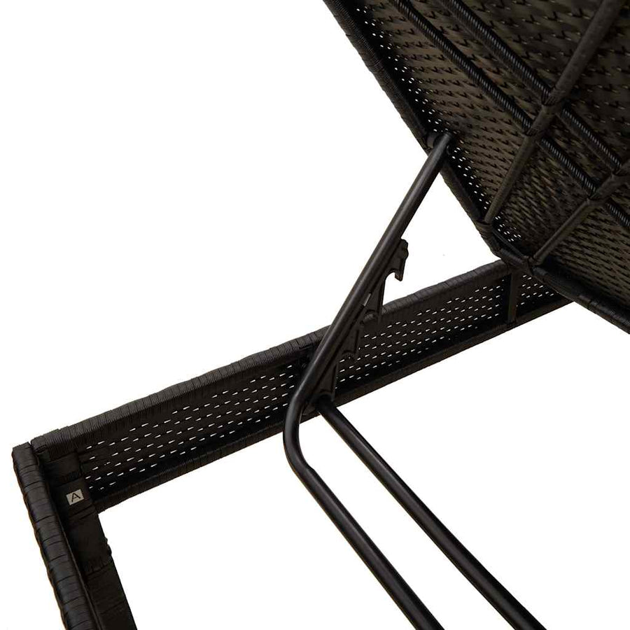 Ligstoel met kussen zwart 55x200x44cm polyrotan