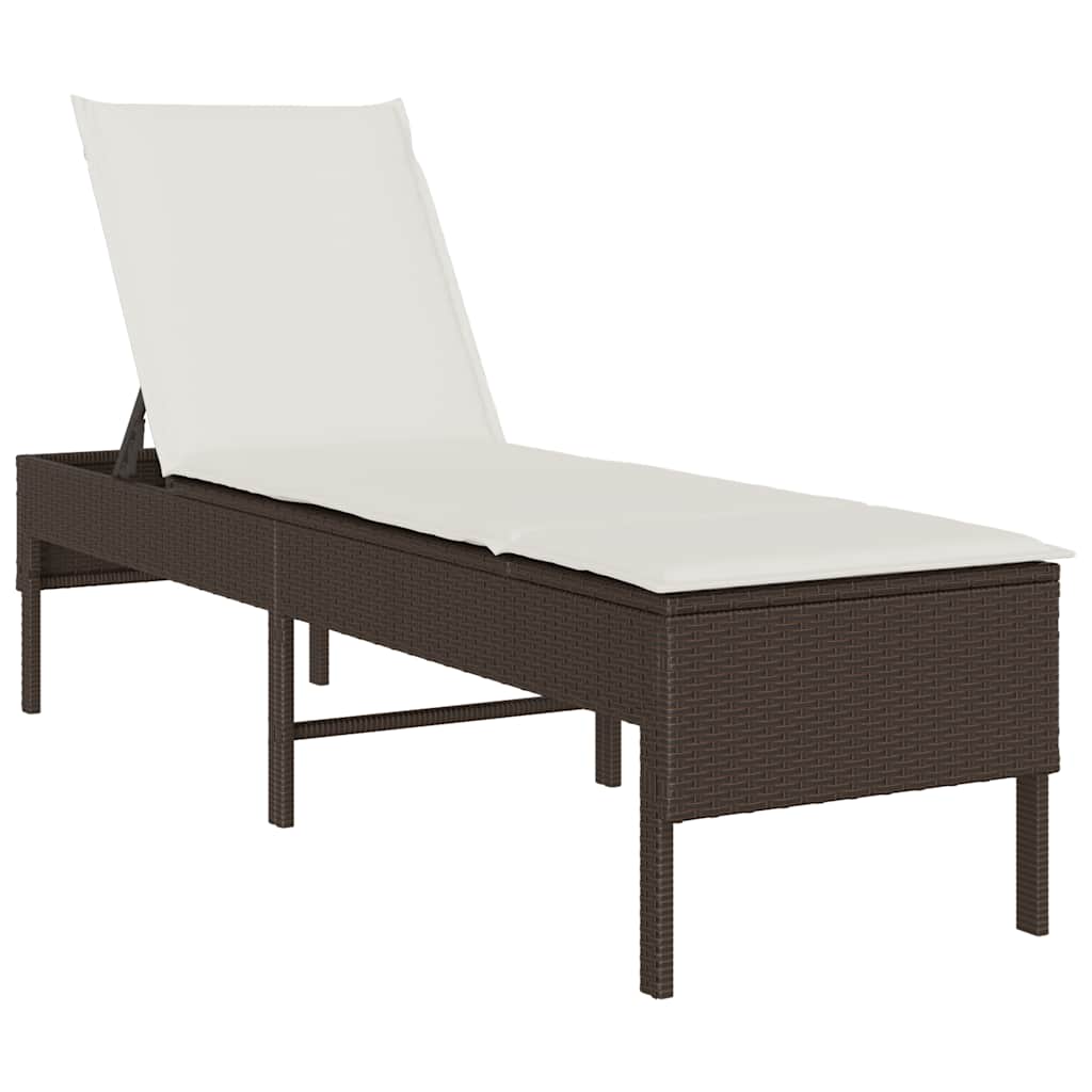 Ligstoel Met Kussen 55X200X44Cm Polyrotan Bruin