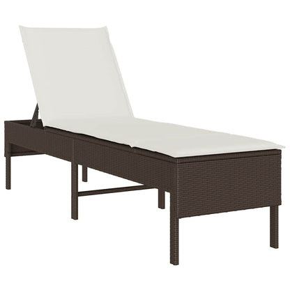 Ligstoel Met Kussen 55X200X44Cm Polyrotan Bruin