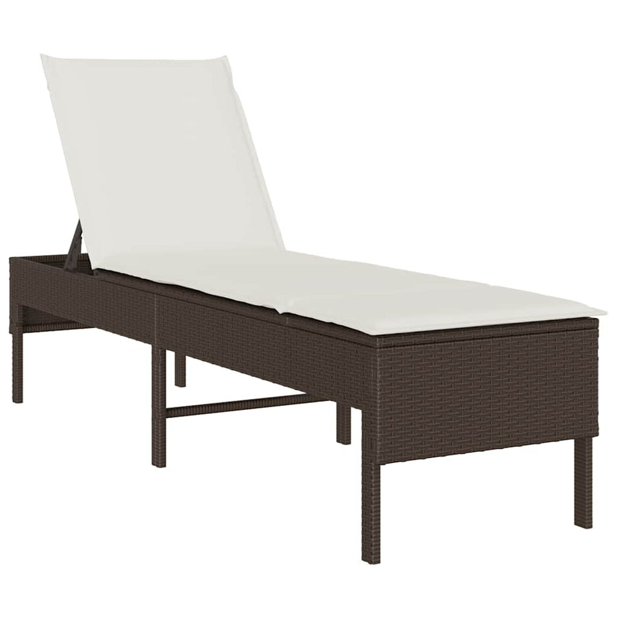 Ligstoel Met Kussen 55X200X44Cm Polyrotan Bruin