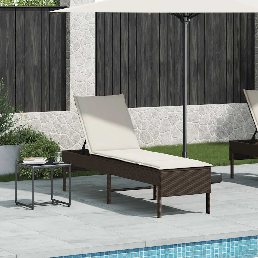 Ligstoel Met Kussen 55X200X44Cm Polyrotan Bruin