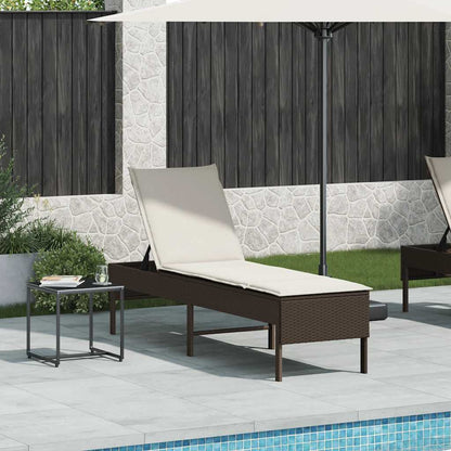 Ligstoel Met Kussen 55X200X44Cm Polyrotan Bruin