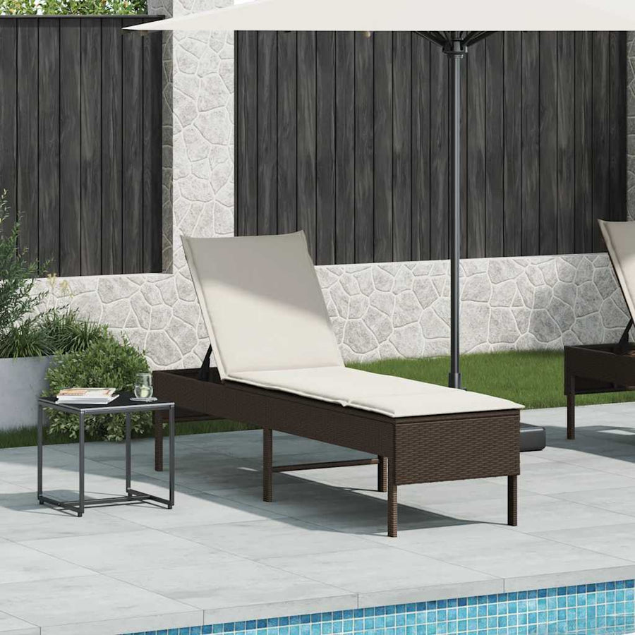 Ligstoel Met Kussen 55X200X44Cm Polyrotan Bruin