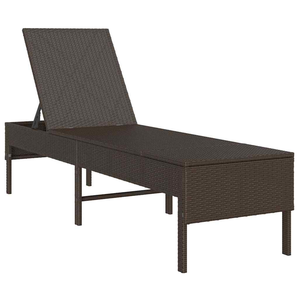 Ligstoel Met Kussen 55X200X44Cm Polyrotan Bruin