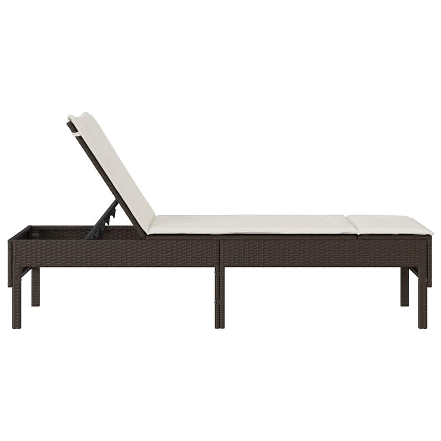 Ligstoel Met Kussen 55X200X44Cm Polyrotan Bruin