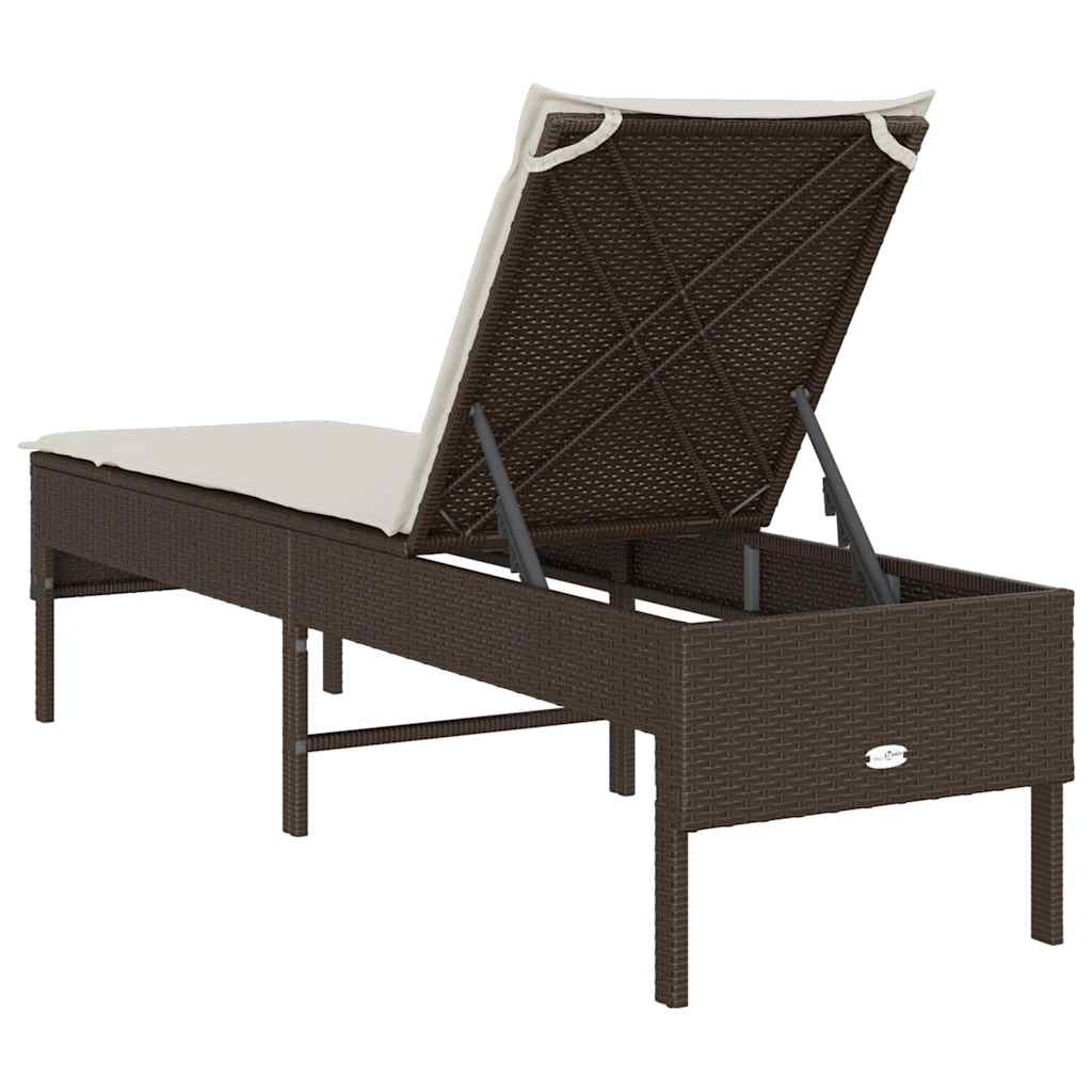 Ligstoel Met Kussen 55X200X44Cm Polyrotan Bruin