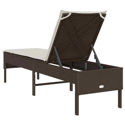 Ligstoel Met Kussen 55X200X44Cm Polyrotan Bruin
