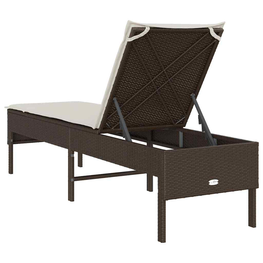 Ligstoel Met Kussen 55X200X44Cm Polyrotan Bruin
