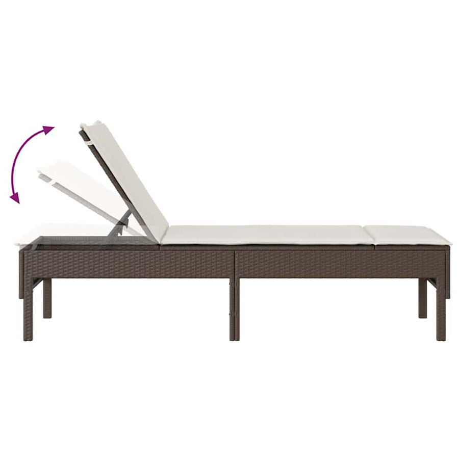 Ligstoel Met Kussen 55X200X44Cm Polyrotan Bruin