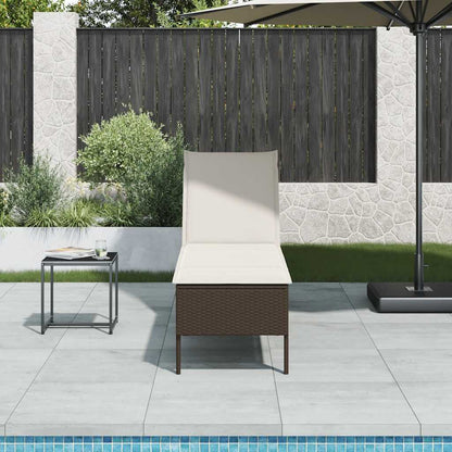 Ligstoel Met Kussen 55X200X44Cm Polyrotan Bruin