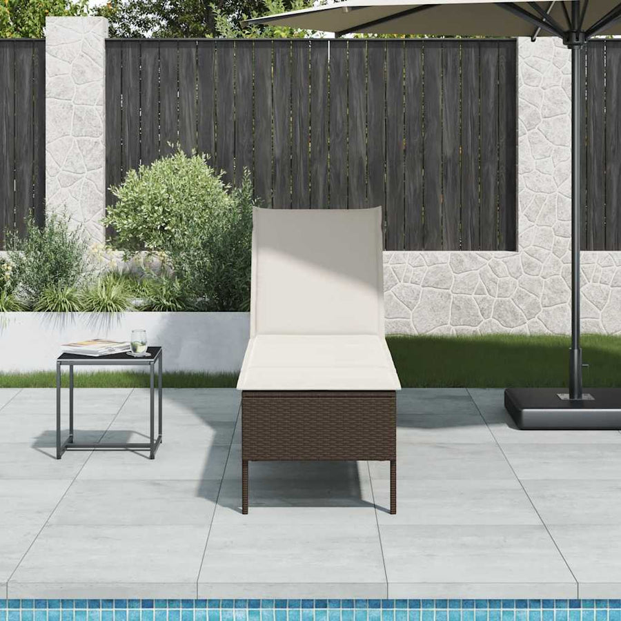 Ligstoel Met Kussen 55X200X44Cm Polyrotan Bruin