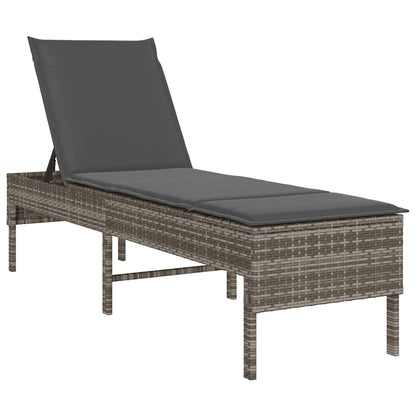 Ligstoel Met Kussen 55X200X44Cm Polyrotan Grijs