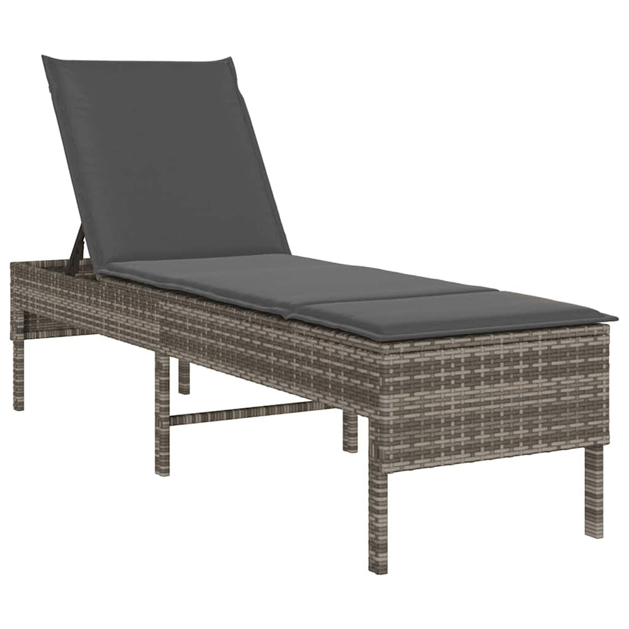 Ligstoel Met Kussen 55X200X44Cm Polyrotan Grijs