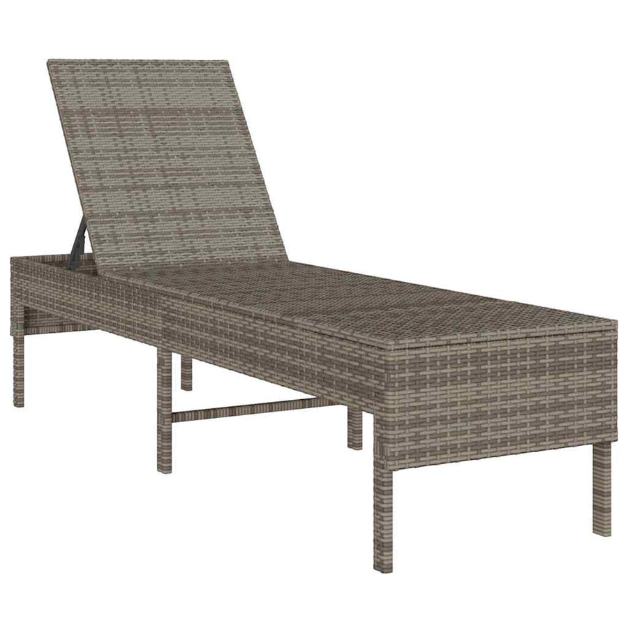 Ligstoel Met Kussen 55X200X44Cm Polyrotan Grijs