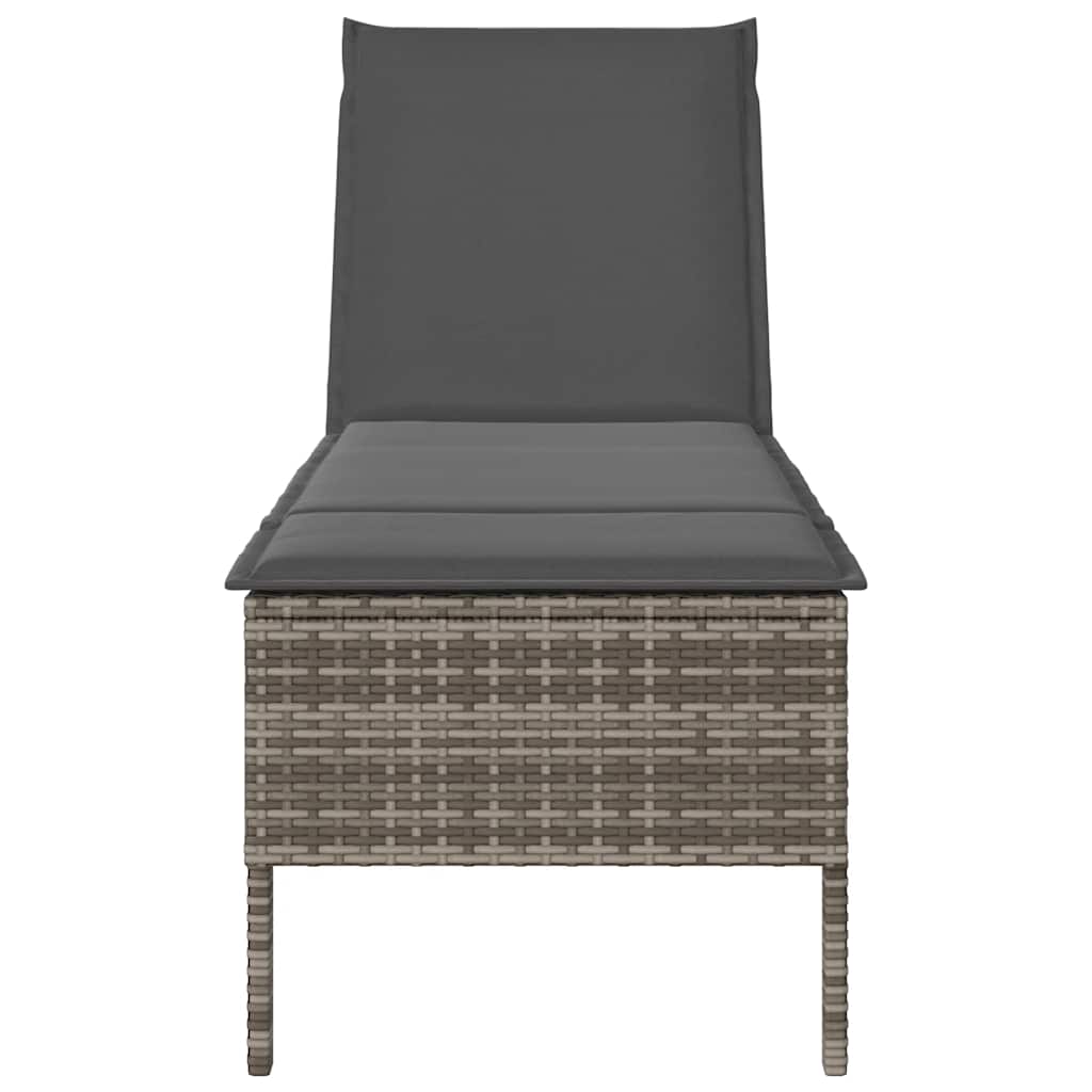 Ligstoel Met Kussen 55X200X44Cm Polyrotan Grijs