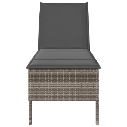 Ligstoel Met Kussen 55X200X44Cm Polyrotan Grijs