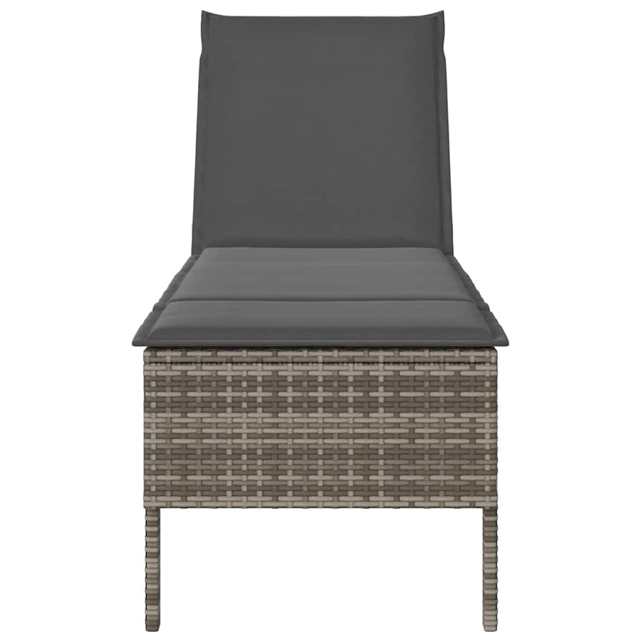 Ligstoel Met Kussen 55X200X44Cm Polyrotan Grijs