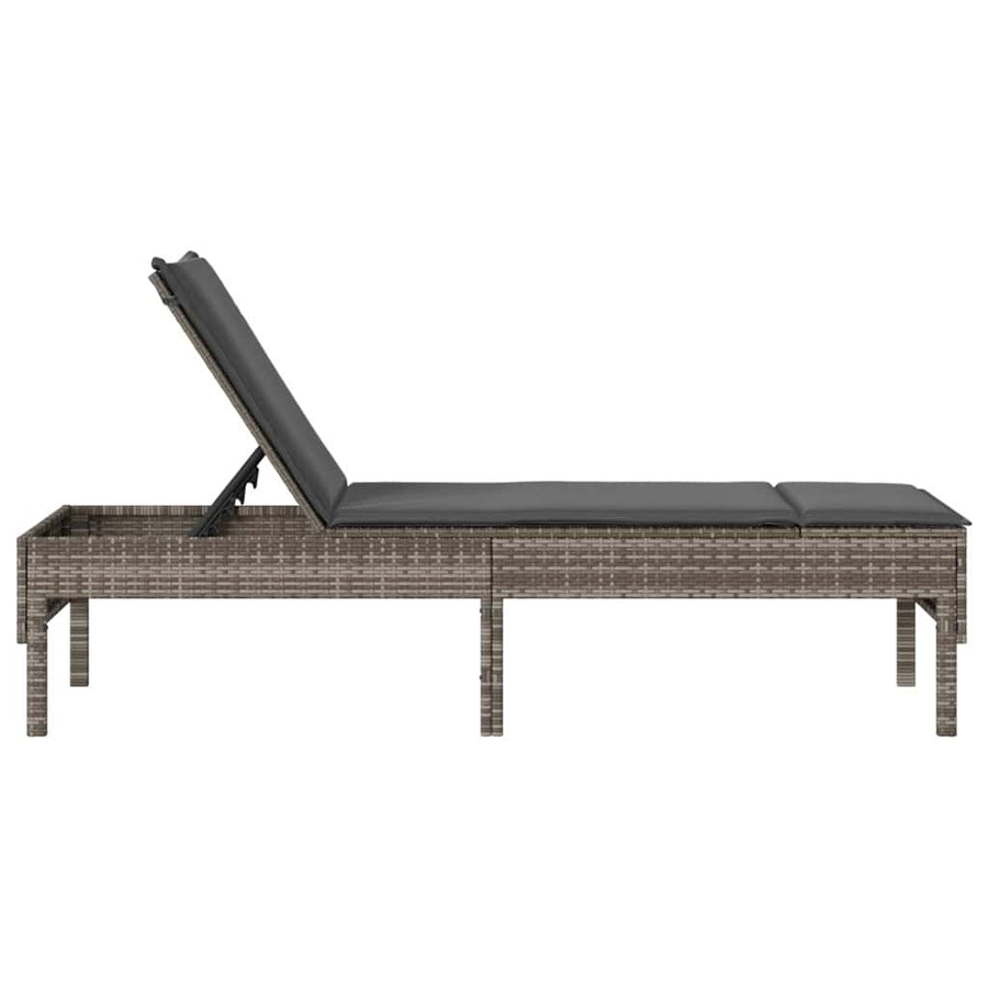 Ligstoel Met Kussen 55X200X44Cm Polyrotan Grijs