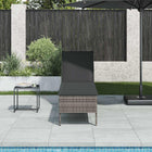 Ligstoel 55x200x44 cm polyrotan grijs met kussen