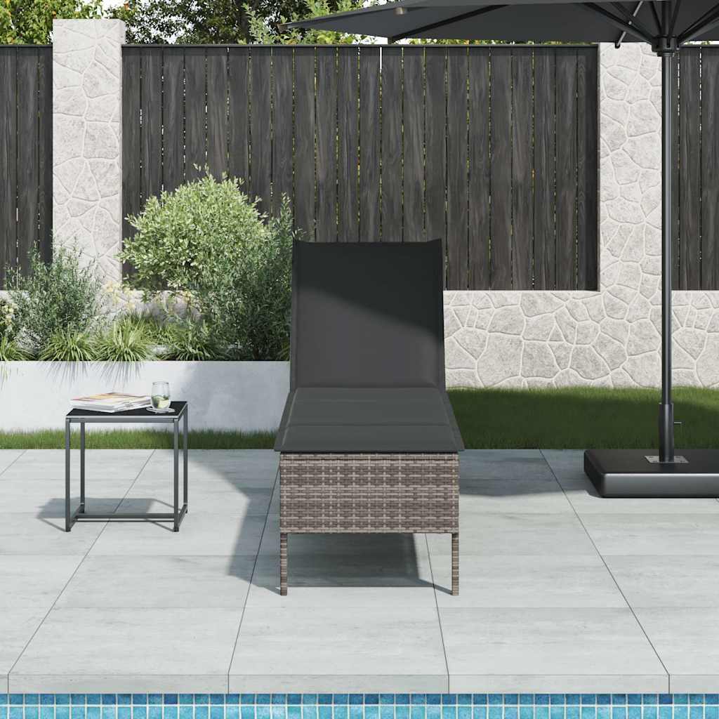 Ligstoel Met Kussen 55X200X44Cm Polyrotan Grijs