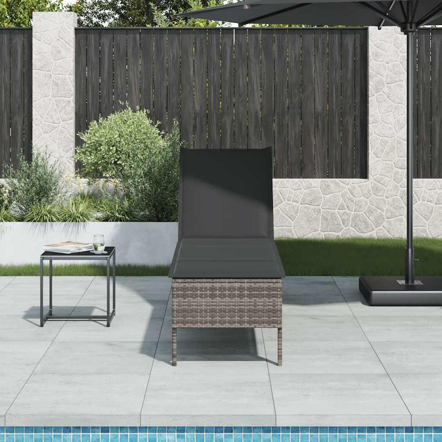 Ligstoel Met Kussen 55X200X44Cm Polyrotan Grijs