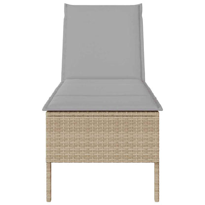 Ligstoel met kussen beige 55x200x44cm polyrotan
