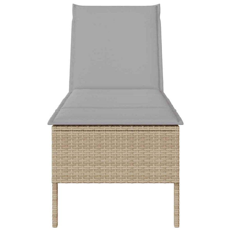 Ligstoel met kussen beige 55x200x44cm polyrotan