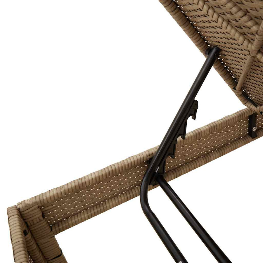 Ligstoel met kussen beige 55x200x44cm polyrotan