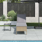 Sun lounger with cushion beige 55x200x44cm poly rattan