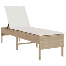 Ligstoel met kussen beige 55x200x44cm polyrotan
