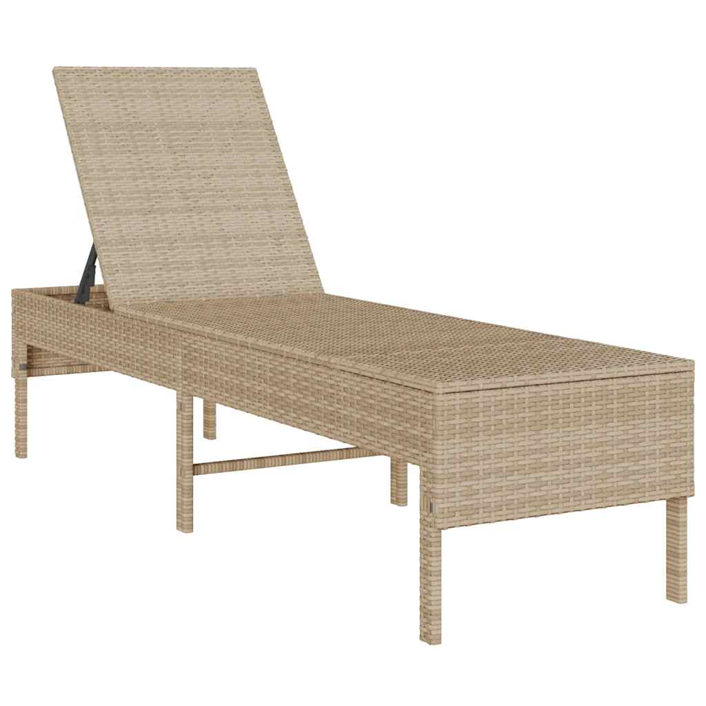 Ligstoel met kussen beige 55x200x44cm polyrotan
