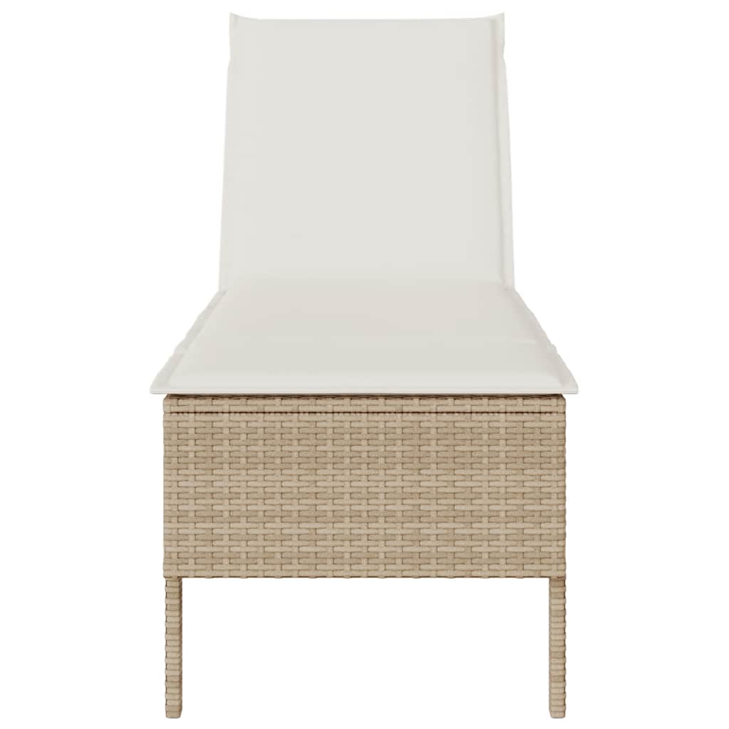 Ligstoel met kussen beige 55x200x44cm polyrotan