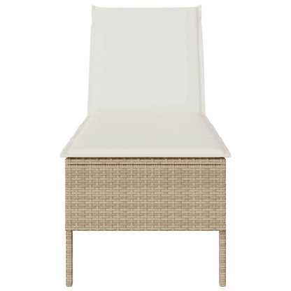 Ligstoel met kussen beige 55x200x44cm polyrotan