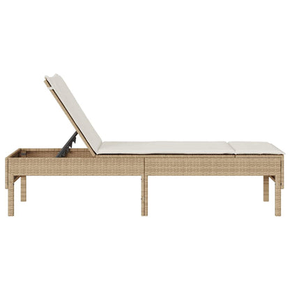 Ligstoel met kussen beige 55x200x44cm polyrotan