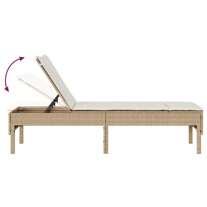 Ligstoel met kussen beige 55x200x44cm polyrotan