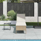 Lounger with cushion beige 55x200x44cm polyrattan