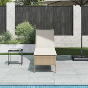Ligstoel met kussen 55x200x44cm polyrotan beige