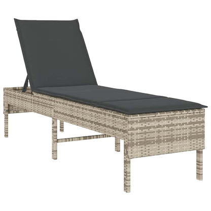 Ligstoel Met Kussen 55X200X44Cm Polyrotan Lichtgrijs