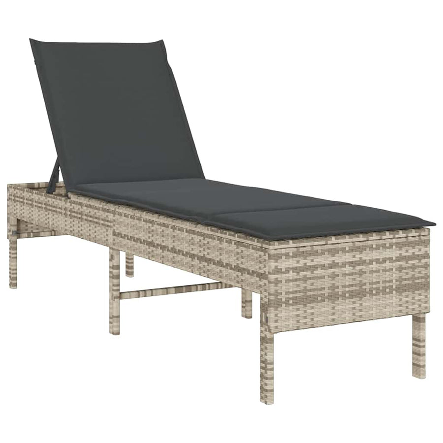 Ligstoel Met Kussen 55X200X44Cm Polyrotan Lichtgrijs
