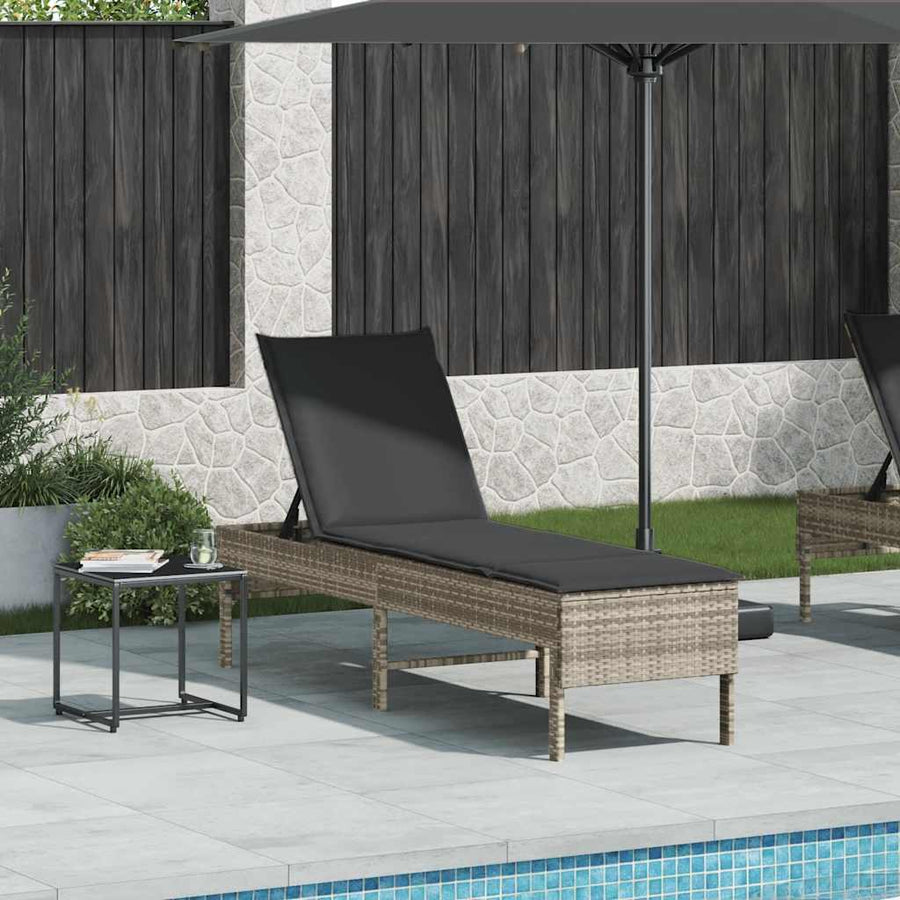 Ligstoel Met Kussen 55X200X44Cm Polyrotan Lichtgrijs