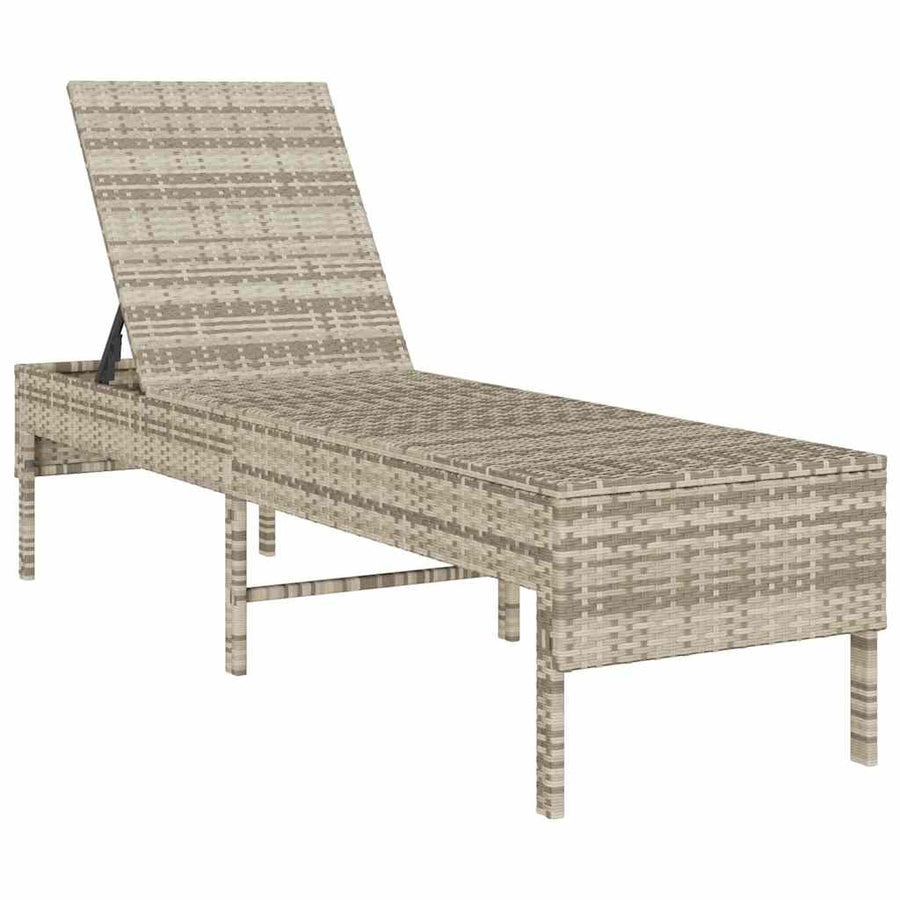 Ligstoel Met Kussen 55X200X44Cm Polyrotan Lichtgrijs