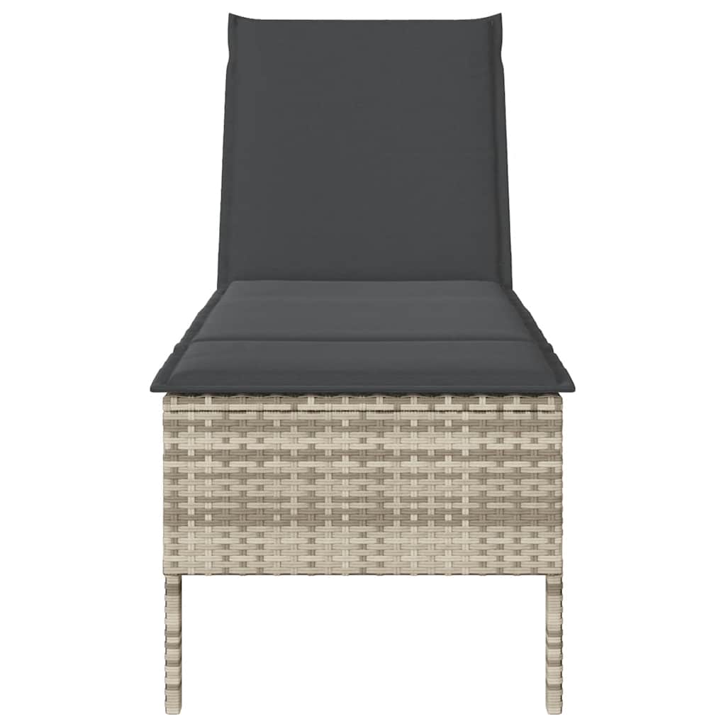 Ligstoel Met Kussen 55X200X44Cm Polyrotan Lichtgrijs