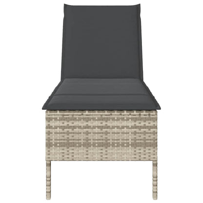 Ligstoel Met Kussen 55X200X44Cm Polyrotan Lichtgrijs