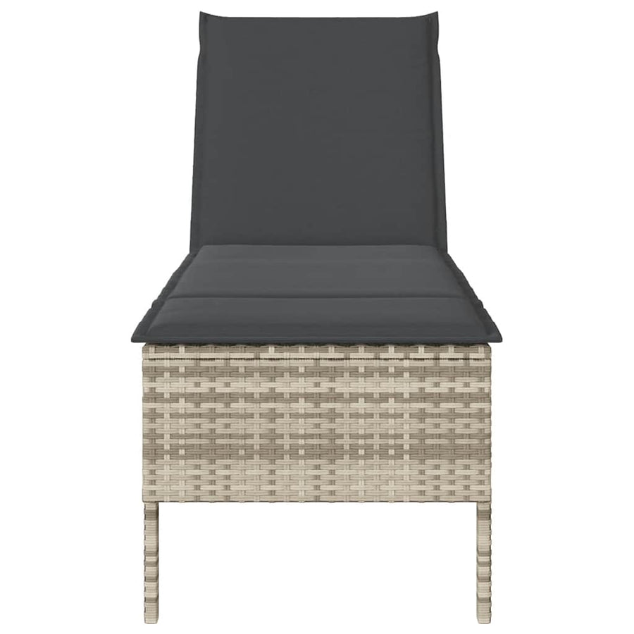 Ligstoel Met Kussen 55X200X44Cm Polyrotan Lichtgrijs