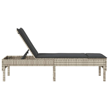 Ligstoel Met Kussen 55X200X44Cm Polyrotan Lichtgrijs