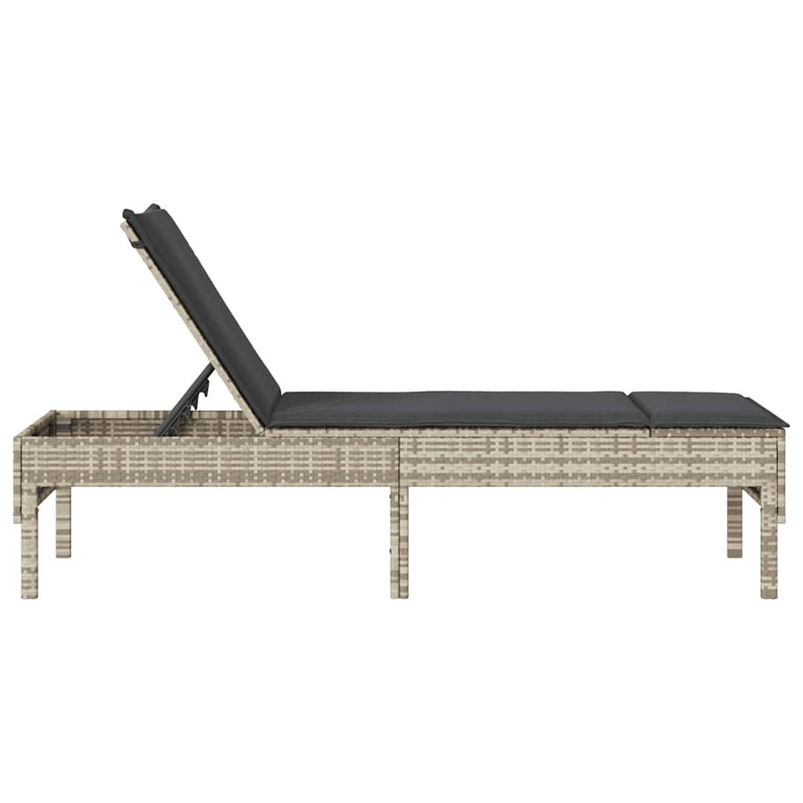 Ligstoel Met Kussen 55X200X44Cm Polyrotan Lichtgrijs