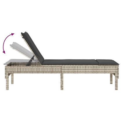 Ligstoel Met Kussen 55X200X44Cm Polyrotan Lichtgrijs