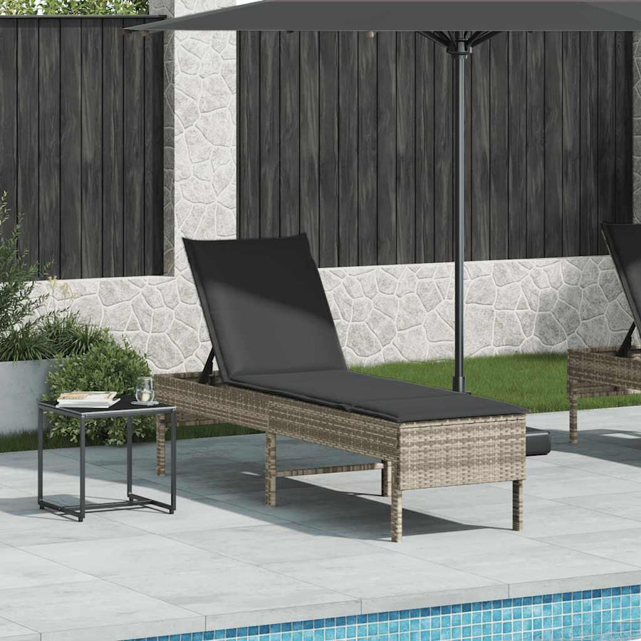 Ligstoel Met Kussen 55X200X44Cm Polyrotan Lichtgrijs