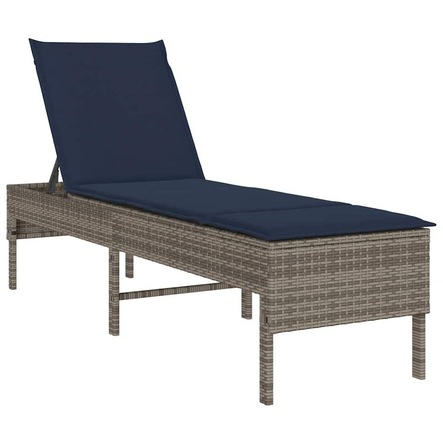Ligstoel Met Kussen 55X200X44Cm Polyrotan Grijs