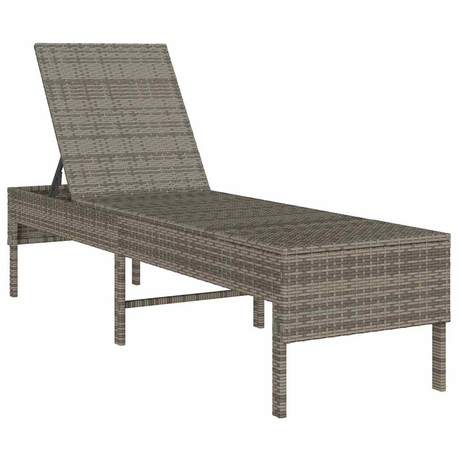 Ligstoel Met Kussen 55X200X44Cm Polyrotan Grijs